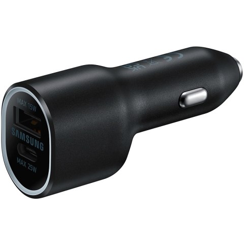 SAMSUNG 40W Duo USB-C + USB-A Car Charger (Max 25W + Max 15W, cable not included) Black