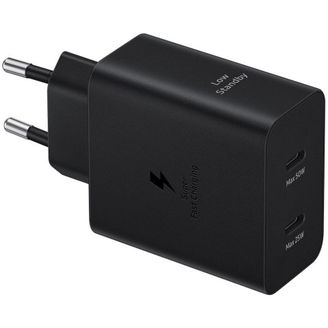 SAMSUNG 50W USB-C Power Adapter Duo Black (1.8m USB-C to USB-C 5A Cable included)