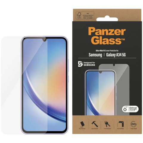 PANZERGLASS Screen Protector SAMSUNG Galaxy A34 5G, Ultra-Wide Fit