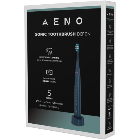 AENO DB10N Szczoteczka soniczna, 1400mAh 5 trybów 3 końcówki IPX7 granatowa