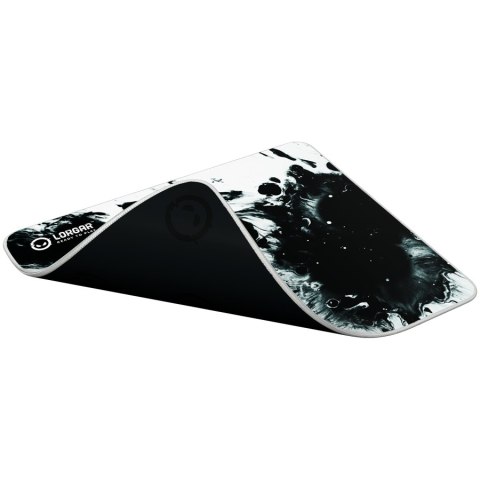 Full print white and black design, Bottom is black rubber with embossed LORGAR logo, with double side edge stitching