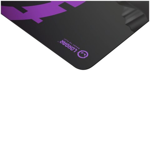 Full print white and black design, Bottom is black rubber with embossed LORGAR logo, with trimmed edges stitching