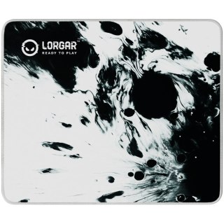 Full print white and black design, bottom is black rubber with embossed LORGAR logo with double side edge stitching