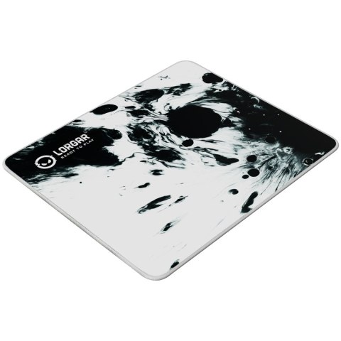 Full print white and black design, bottom is black rubber with embossed LORGAR logo with double side edge stitching