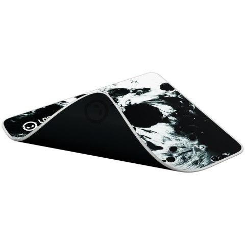 Full print white and black design, bottom is black rubber with embossed LORGAR logo with double side edge stitching
