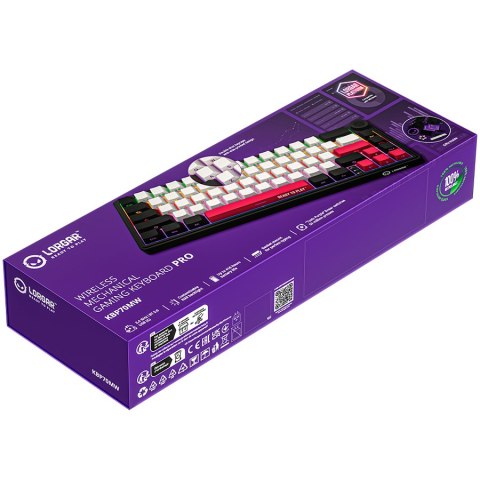 LORGAR Klawiatura Gamingowa Bezprzewodowa Pro 65%, Czarno Czerwona, EN