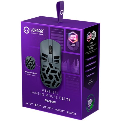 LORGAR Mysz Gamingowa MSE90W, Bezprzewodowa, Ciemnoszara