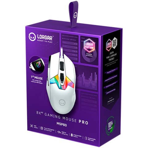 LORGAR Mysz Gamingowa Pro MSP80, 8000 Hz, Biała