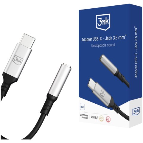3MK Adapter 3MK 3,5mm JACK - USB c Black
