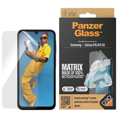 PANZERGLASS Eco MATRIX Screen Protector With D3O Samsung Galaxy A15 A15 5G Ultra-Wide Fit w. AlignerKit
