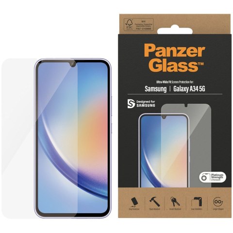 PANZERGLASS Screen Protector Samsung Galaxy A34 5G, Ultra-Wide Fit
